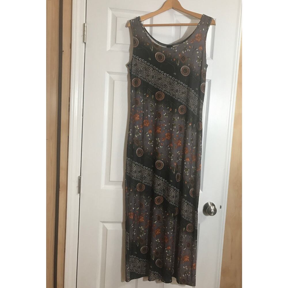 SAY Multicolor Floral Geometric Scoop Neck Sleeveless Maxi Tank Top Women Dress